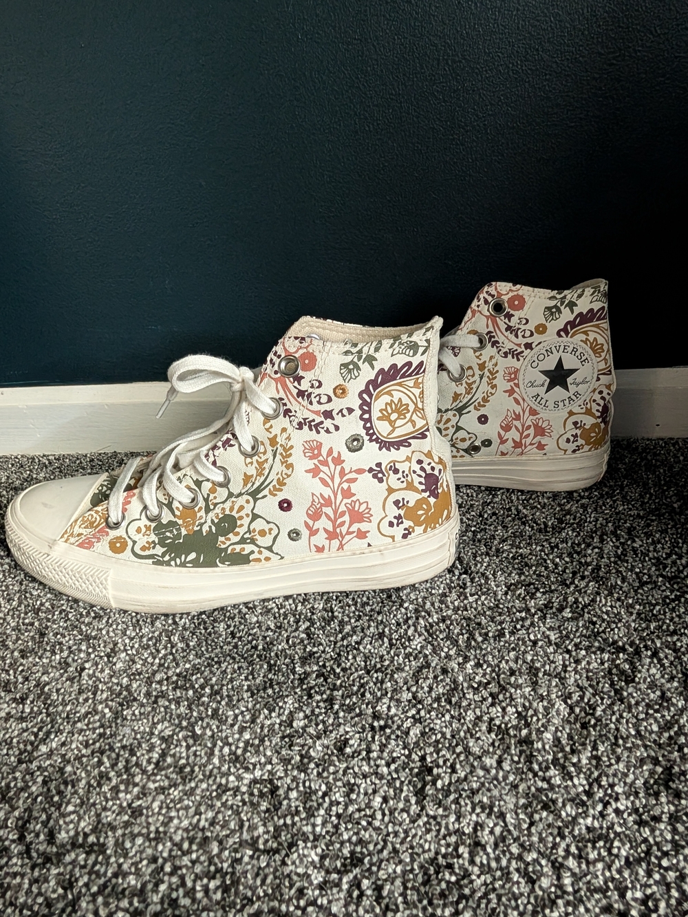 Converse Women's High-Top Floral Canvas Sneakers in White/Multi